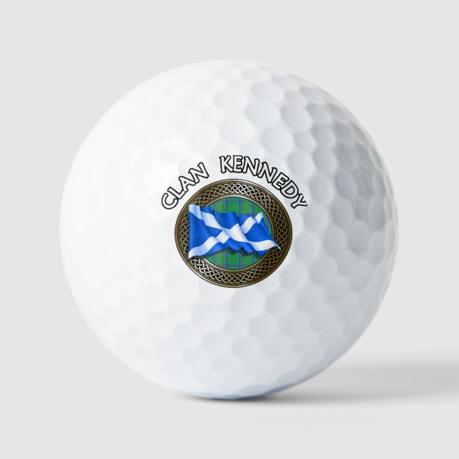 Balles De Golf Clan Kennedy Tartan Knot & Drapeau (Recto)