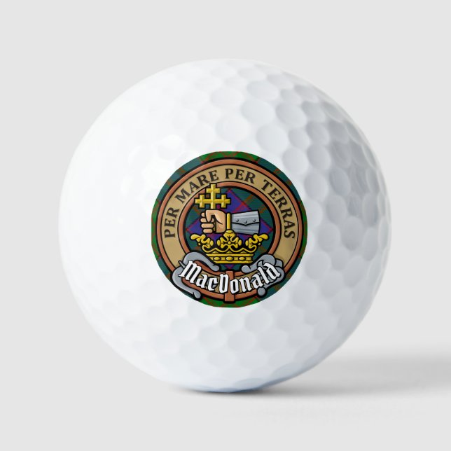 Balles De Golf Clan MacDonald Crest sur Tartan (Recto)