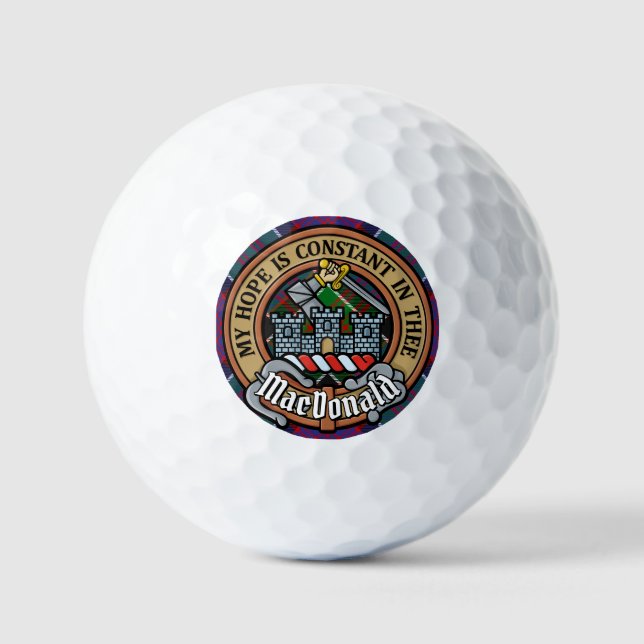 Balles De Golf Clan MacDonald de Clanranald Crest sur Tartan (Recto)