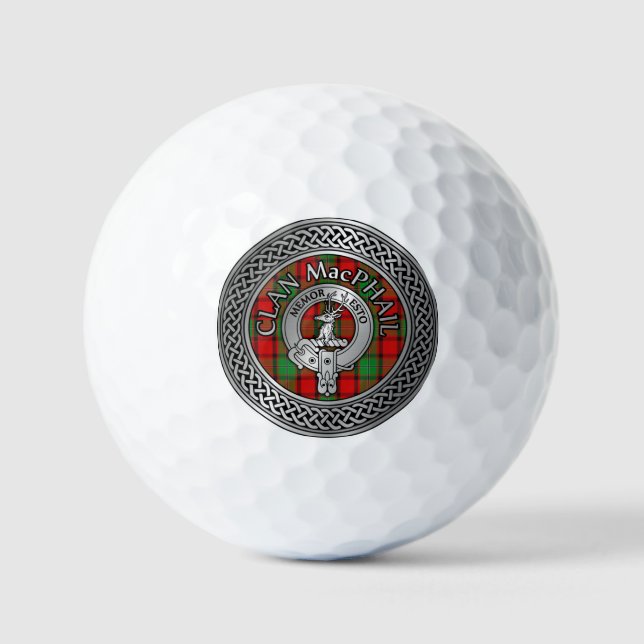 Balles De Golf Clan MacPhail Crest & Tartan Knot (Recto)