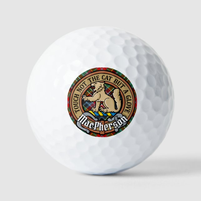 Balles De Golf Clan MacPherson Crest sur Tartan (Recto)