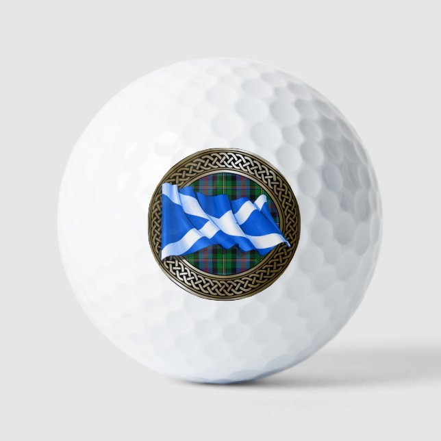 Balles De Golf Clan Malcolm Tartan Knot & Drapeau (Recto)