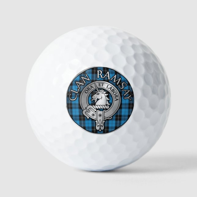 Balles De Golf Clan Ramsay Crest & Hunting Tartan Knot (Recto)