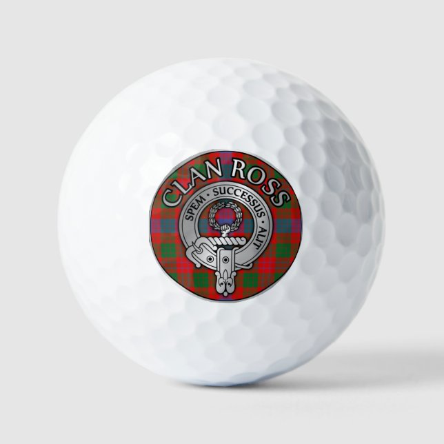 Balles De Golf Clan Ross Crest & Tartan Knot (Recto)