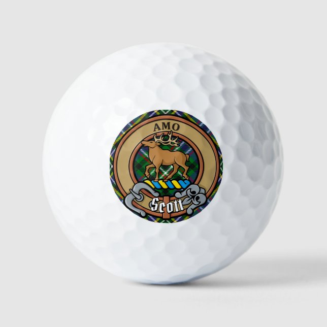 Balles De Golf Clan Scott Crest sur Green Tartan (Recto)