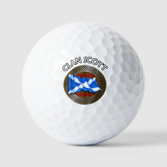 Balles De Golf Clan Scott Tartan Knot & Drapeau (Recto)