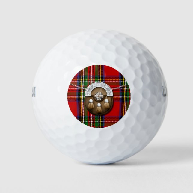 Balles De Golf Clan Stewart Tartan Et Sporran (Devant)