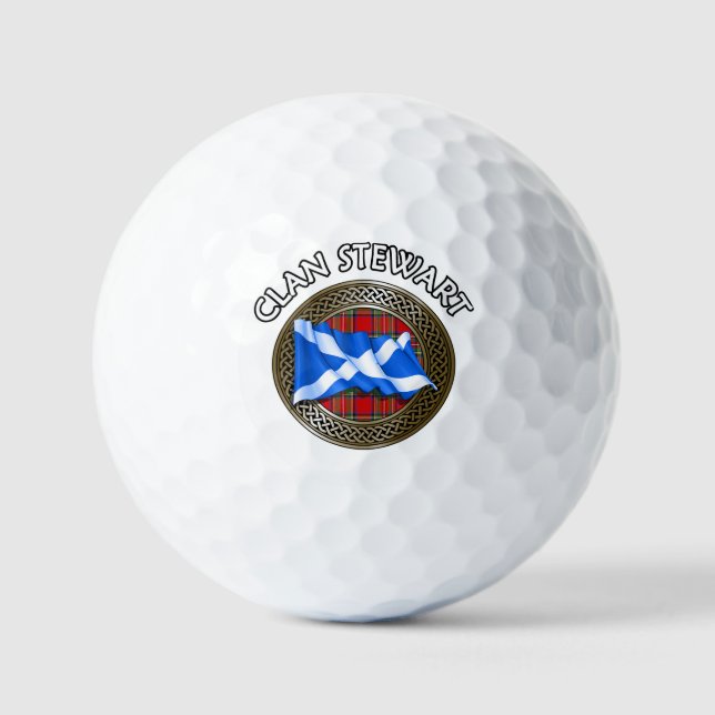 Balles De Golf Clan Stewart Tartan Knot & Flag (Recto)