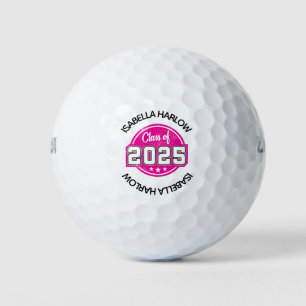 Balles De Golf Classe de 2025 Pink Graduate Name