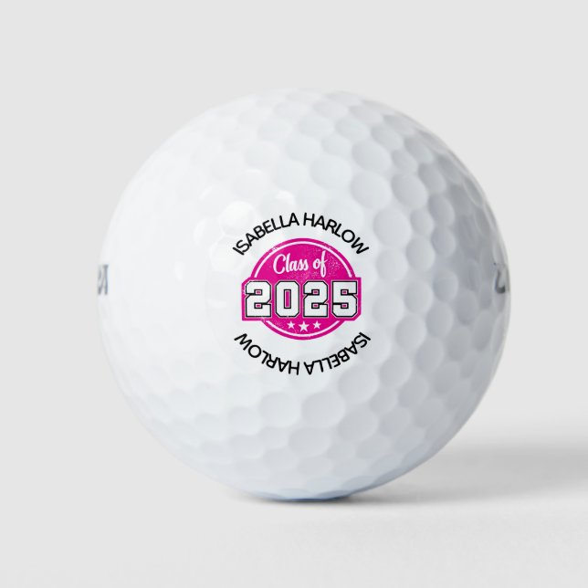 Balles De Golf Classe de 2025 Pink Graduate Name (Devant)