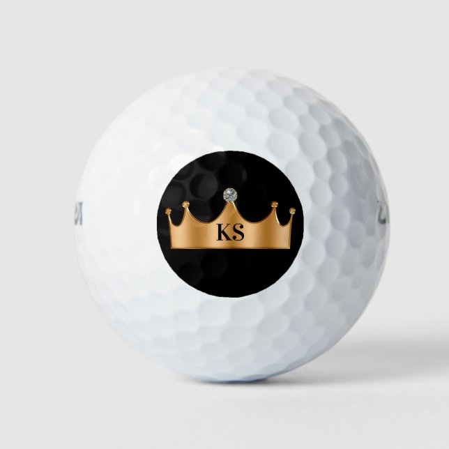 Balles De Golf Classé Monogramme Royal Couronne Bling Golf Balls (Devant)
