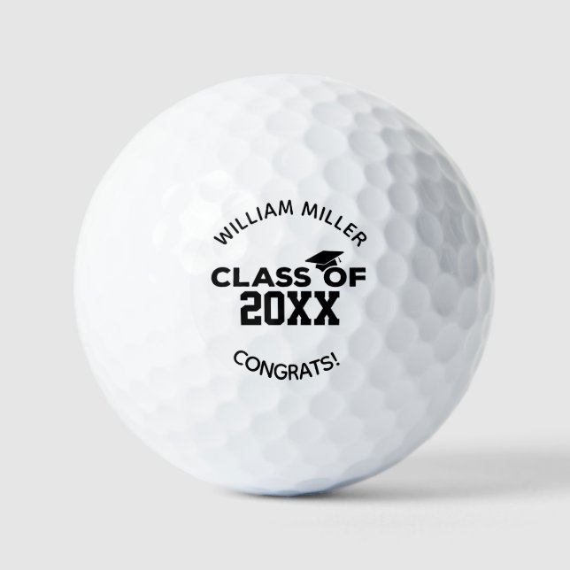 Balles De Golf Classe noire de 2025 Graduation Custom Nom et text (Recto)