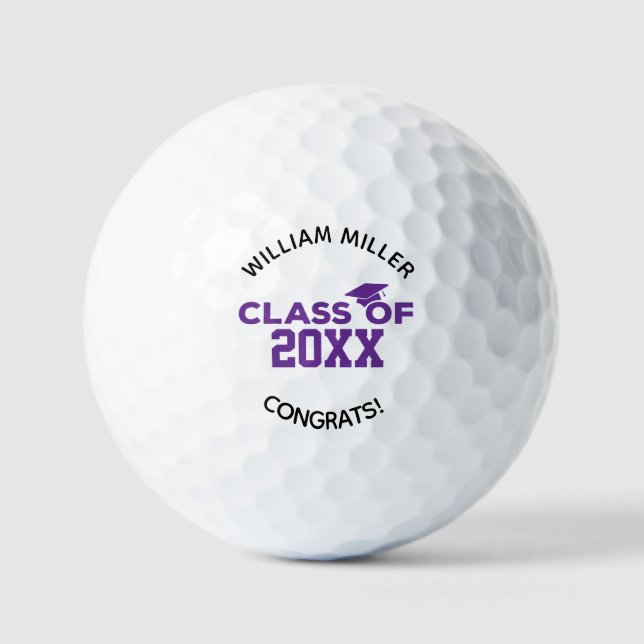 Balles De Golf Classe pourpre de 2025 Graduation Custom Nom et te (Recto)
