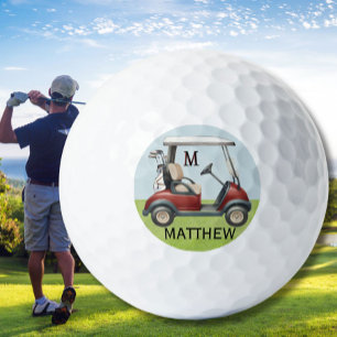 Balles De Golf Classe Unique Panier Rouge Personnalisé Monogramme