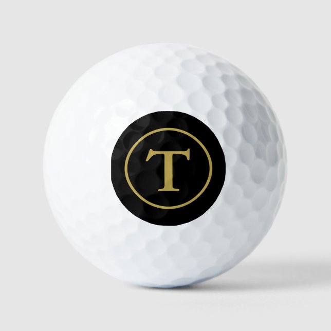 Balles De Golf Classic Noir & Or Monogramme (Recto)