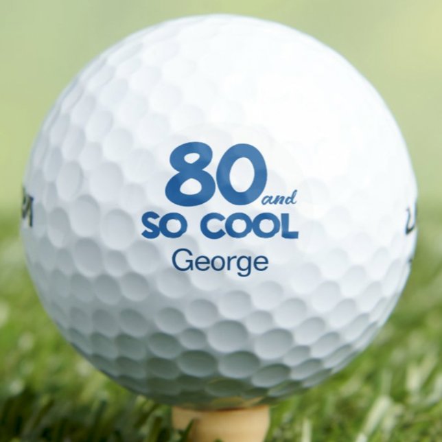 Balles De Golf Classique 80e anniversaire 80 et si cool bleu (Créateur téléchargé)