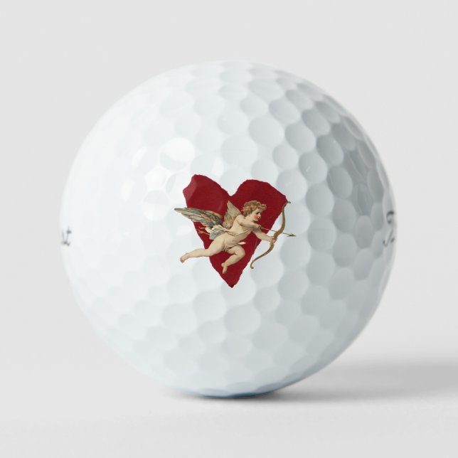 Balles De Golf Classique Cupidon Romantique Moderne Mariage Éléga (Recto)