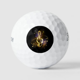 Balles De Golf Clé de Sol Musicale en Or