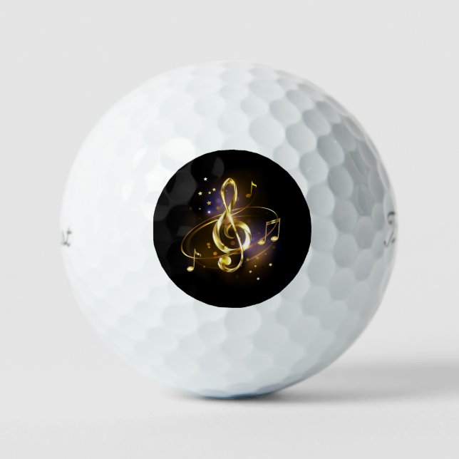 Balles De Golf Clé de Sol Musicale en Or (Recto)