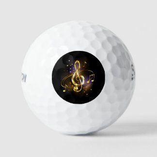 Balles De Golf Clé de sol musicale en or