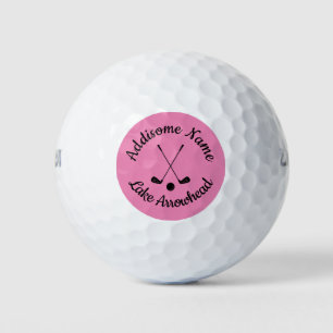 Balles De Golf Club de golf rose blanc Monogramme Dames Golf