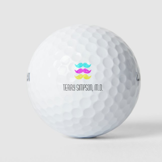 Balles De Golf CMY Mustaches (style presse-lettres) (Devant)
