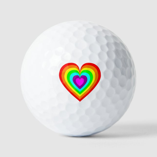 Balles De Golf Cœur d'amour arc-en-ciel  (Recto)