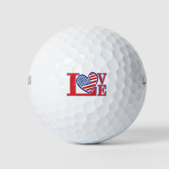 Balles De Golf Cœur d'amour USA (Devant)