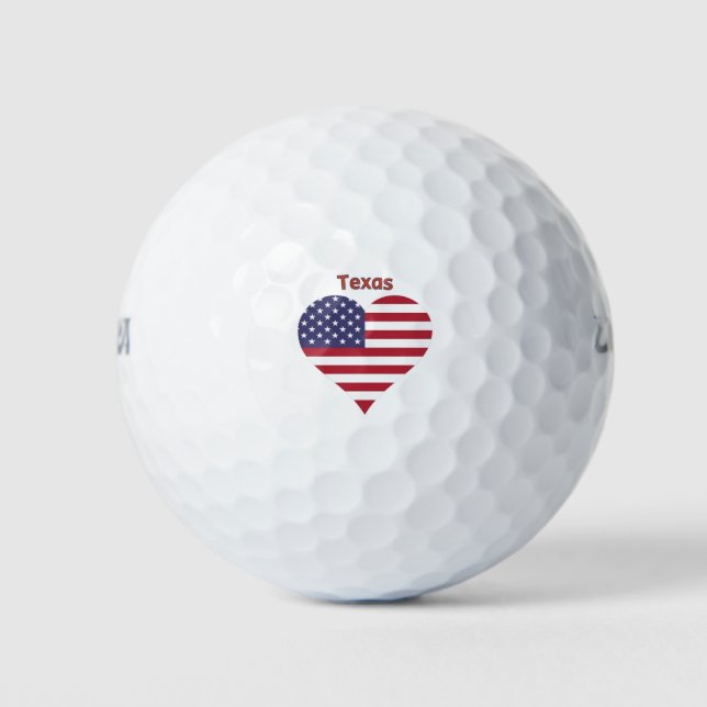 Balles De Golf Cœur de drapeau américain du Texas (Devant)