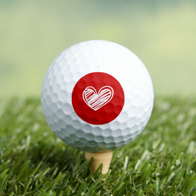 Balles De Golf Cœur élégant rouge et blanc (T-shirt Insitu)