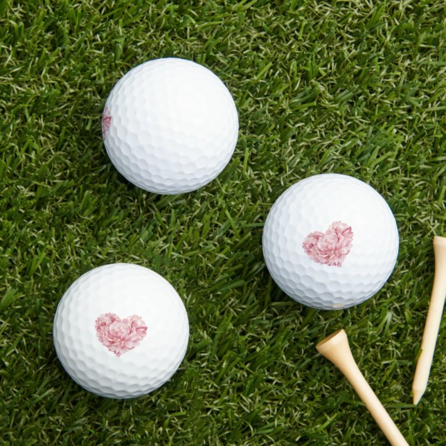Balles De Golf Cœur Fleur Rose Tendre (Herbe in situ)