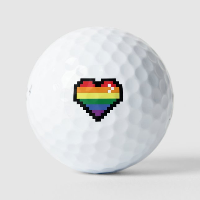 Balles De Golf Coeur Rainbow Pixel (Devant)