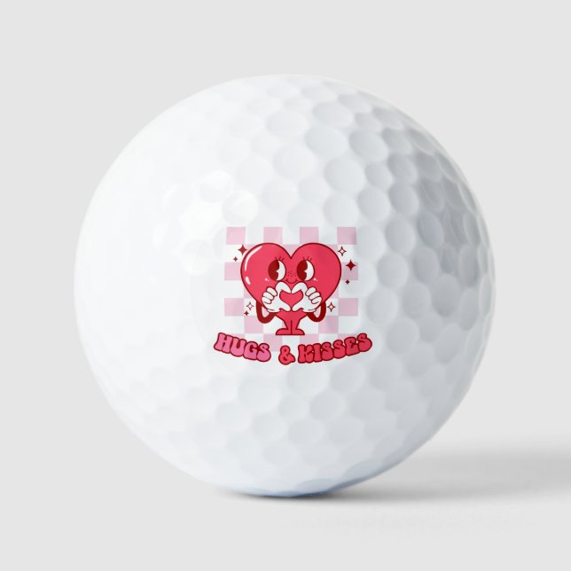 Balles De Golf Coeur rose accolades et baisers (Recto)