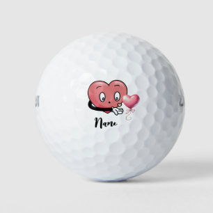 Balles De Golf Coeur rouge avec amour pour la Saint Valentin pour