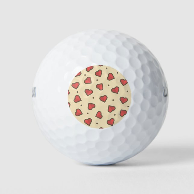 Balles De Golf Coeurs d'amour rouges (Devant)