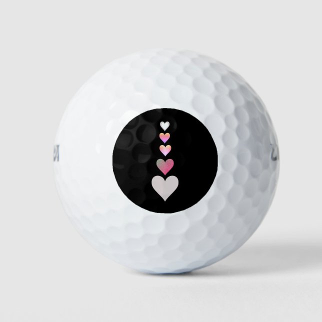 Balles De Golf Coeurs Motif noir rose gris mou jolie (Devant)