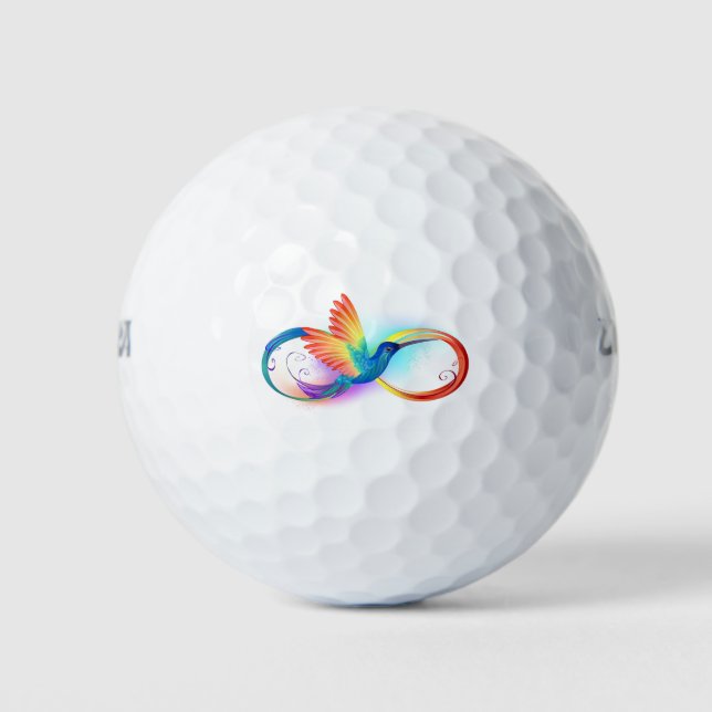 Balles De Golf Colibri arc-en-ciel avec symbole d'infini (Devant)