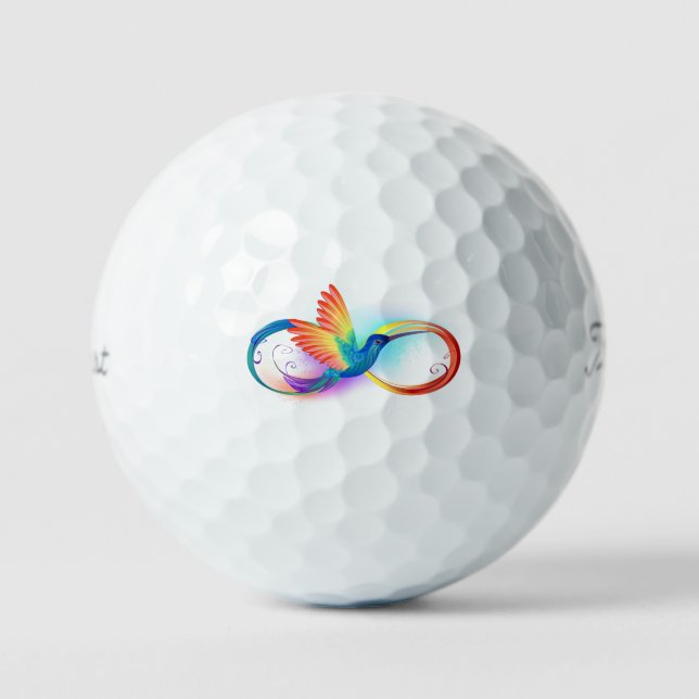 Balles De Golf Colibri arc-en-ciel avec symbole Infinity (Recto)