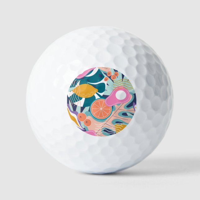 Balles De Golf Collage de jungle exotique et moderne. (Recto)