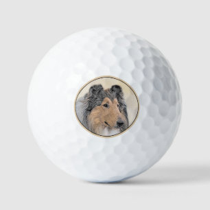Balles De Golf Collie (Rough) Peinture - Cute Original Chien Art
