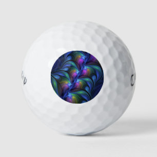Balles De Golf Coloré Lumineux Abstrait Bleu rose Vert Fractal