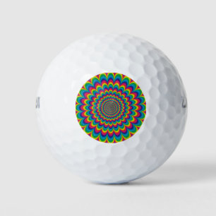 Balles De Golf Conception abstraite de l'arc-en-ciel psychédéliqu