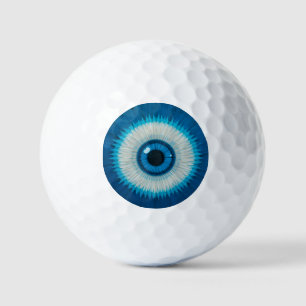 Balles De Golf Conception artistique d'oeil maléfique bleu