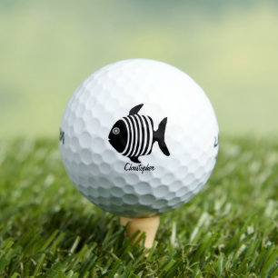 Balles De Golf Conception d'ange de poisson noir et blanc personn