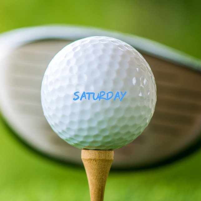 Balles De Golf Conception de lettrage samedi en bleu ciel (Créateur téléchargé)