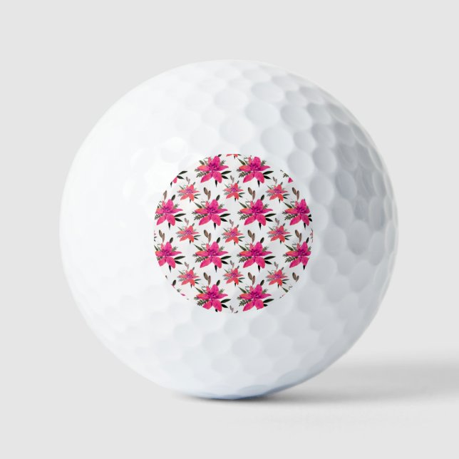 Balles De Golf Conception de motif floral Fleurs roses (Recto)