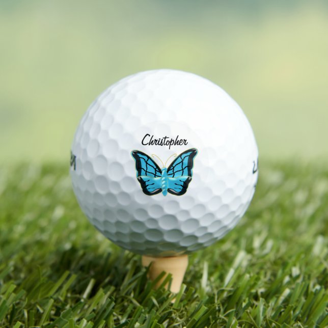 Balles De Golf Conception Papillon Bleu (T-shirt Insitu)