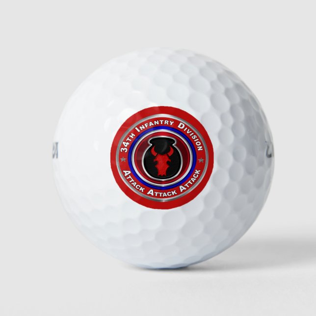 Balles De Golf Conception personnalisée de la 34e division d'infa (Devant)