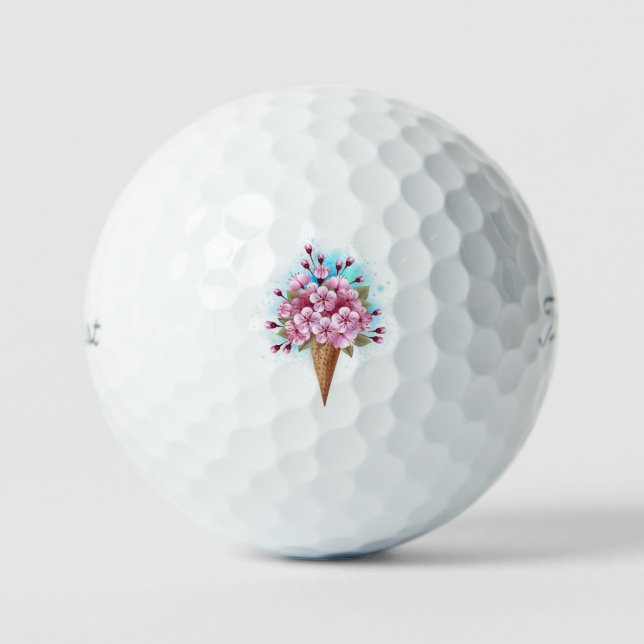 Balles De Golf Cône rose Sakura crème glacée gaufre (Recto)