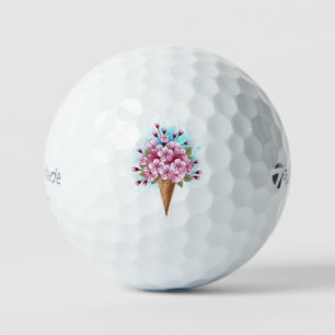 Balles De Golf Cône rose Sakura crème glacée gaufre